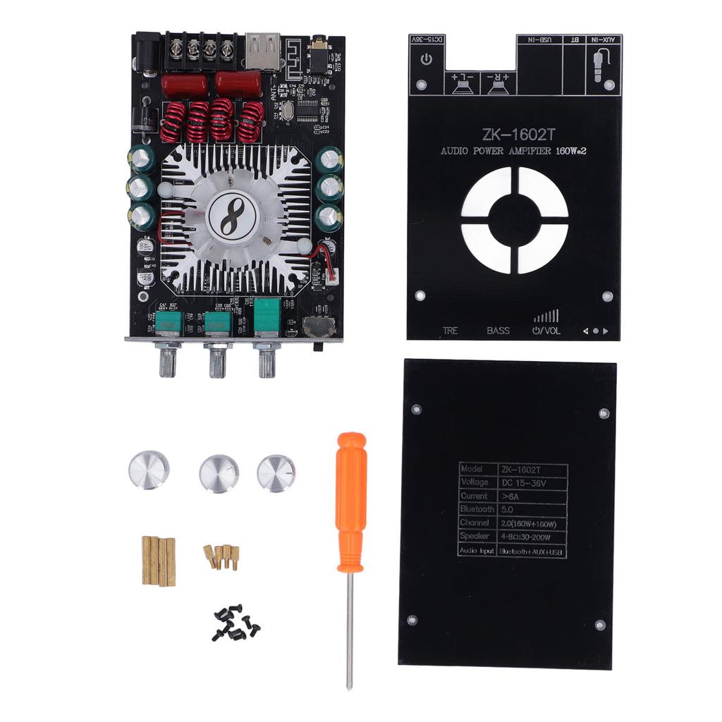 Verstärkerplatine 3,5 mm AUX 3 PIN Eingang Höhen Bassregelung Klarer Klang Aluminium BT Digitalverstärker