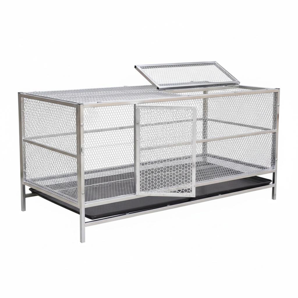 Heavy Duty Stainless Steel Poultry Cage Large Chicken Coop with Trough and Rainproof Cover Perfect for Farming and Livestock