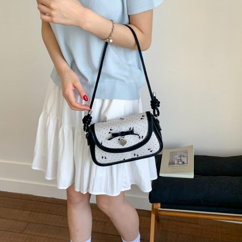 Polka Dot Schwarzer Stil Einseitige Unterarm-Umhängetasche Modisch Vielseitig Trend Einfach Lässig Originell Nischen-Tasche