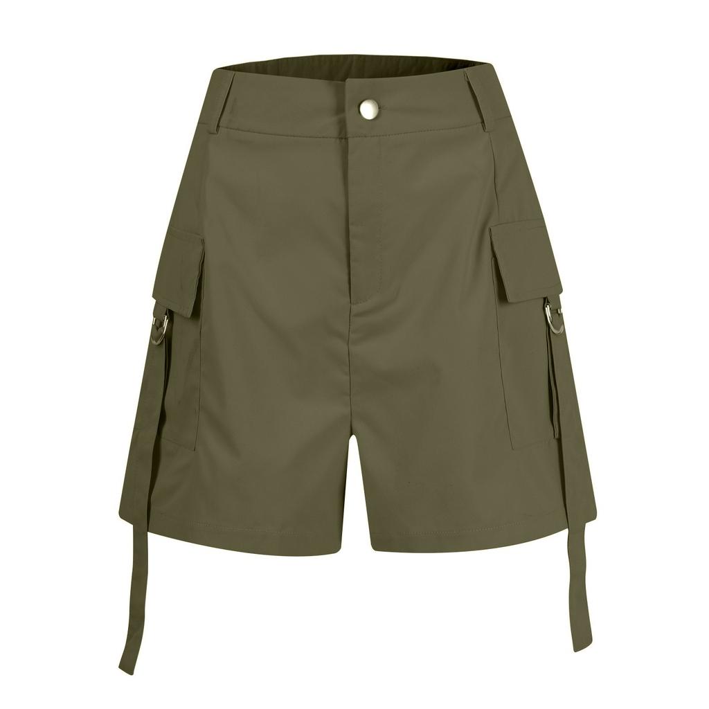 Women's Shorts, Fashionable Color Casual Straight Tube Loose Trendy Pocket Workwear Pants