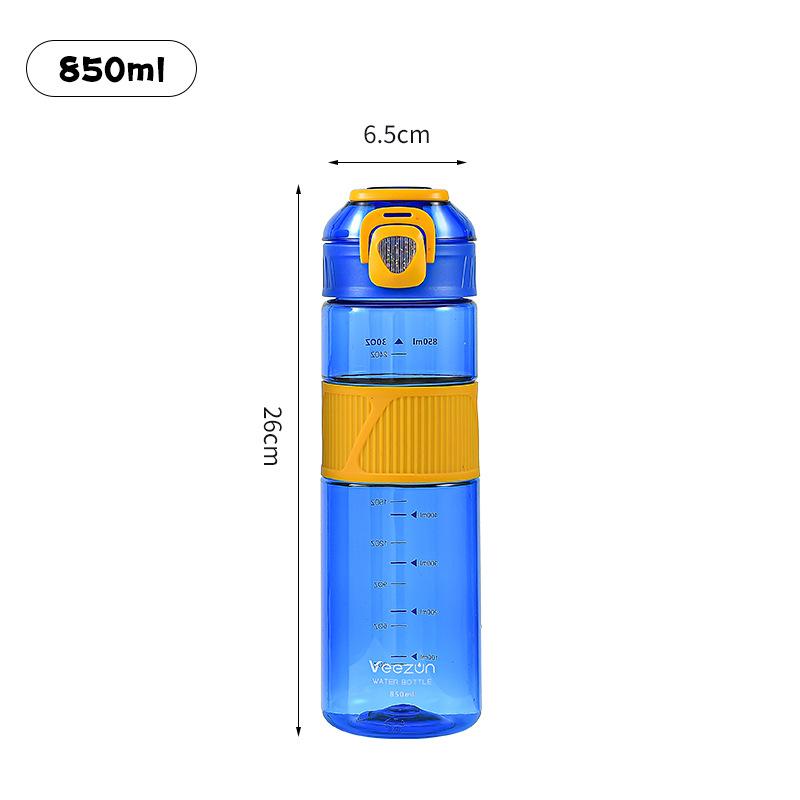 Water bottle800ml high-value summer outdoor sports portable plastic water cup with anti-skid ring, student cup multi-color optional