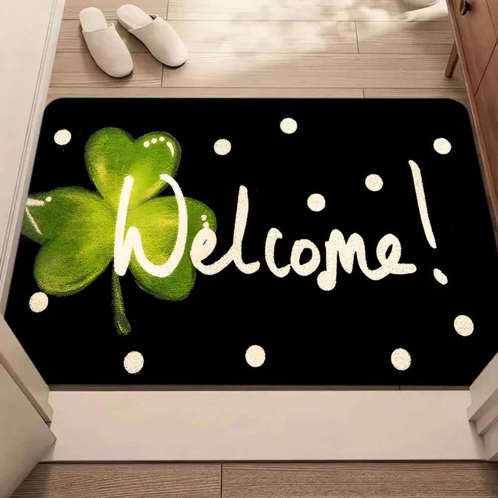 Blooming Welcome Rug Floral Design Non Slip Floor Mat Washable for Entry Living Room Bedroom Indoor Outdoor Kitchen Carpet