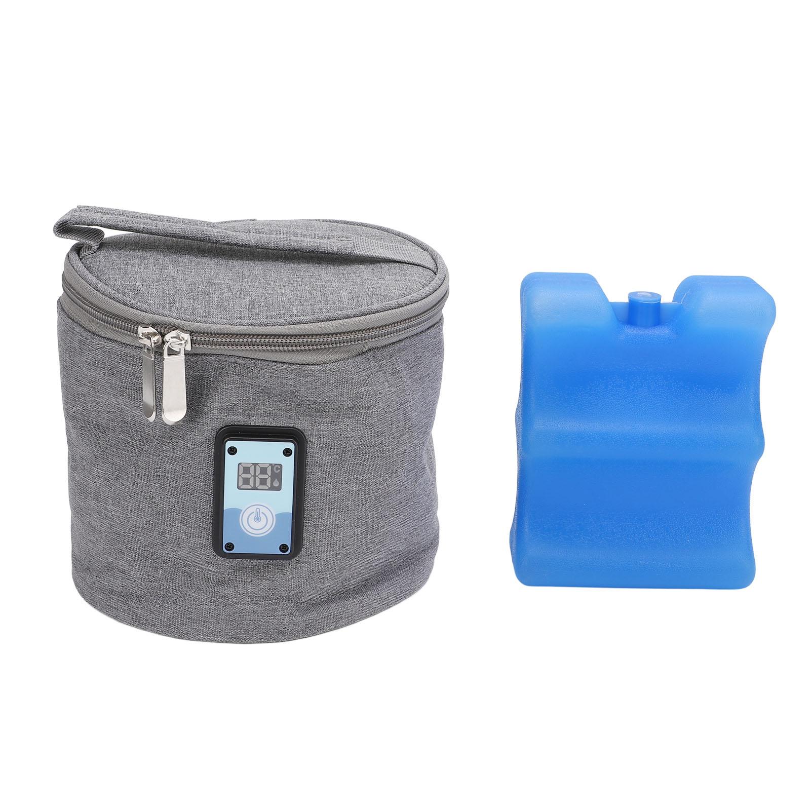 

Сумка-холодильник для грудного молока с пакетом со льдом, цифровым дисплеем температуры, сумка-холодильник для детских бутылочек для кормящей мамы серый