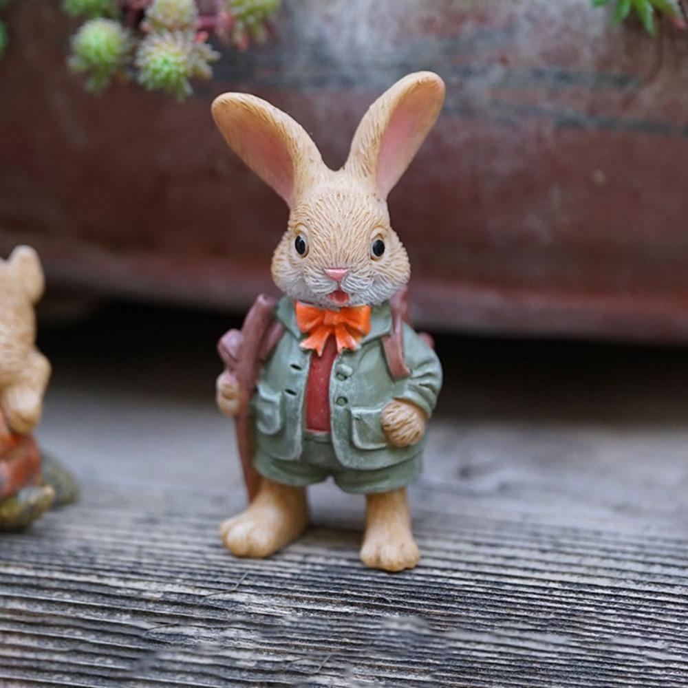 Cute Pastoral Bunny Ornaments Rabbit Potted Ornaments New Resin Crafts Balcony