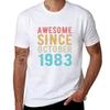 Retro Vintage 37th Birthday Awesome Since October 1983 Tshirt Athletic Quick Dry For Unisex Tshirt
