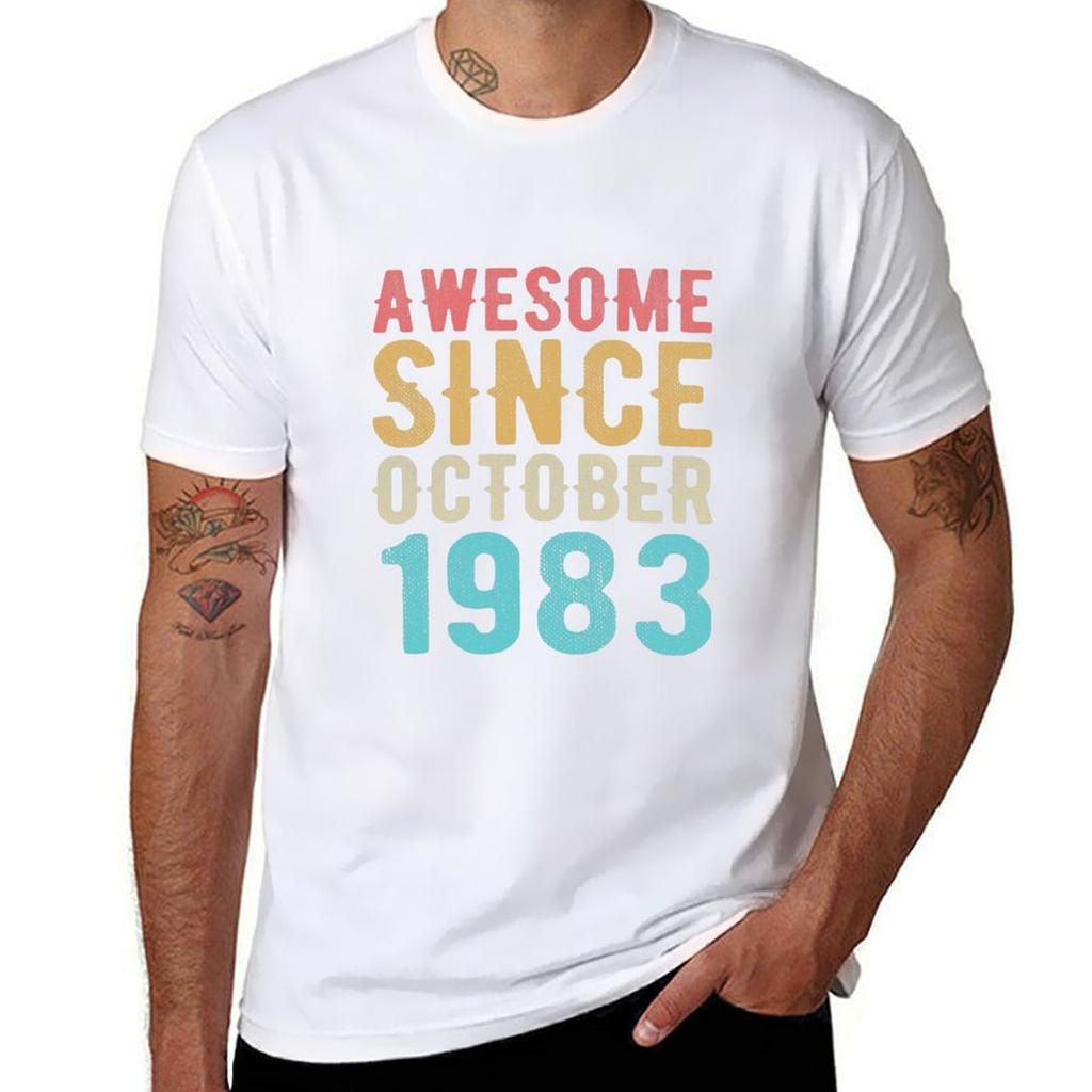 Retro Vintage 37th Birthday Awesome Since October 1983 Tshirt Athletic Quick Dry For Unisex Tshirt