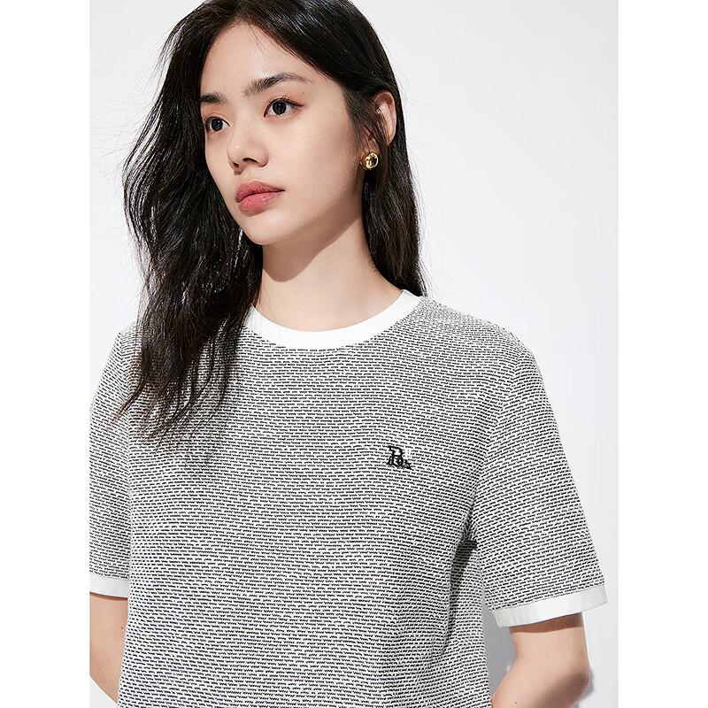 PEACEBIRD Women's Little Fragrance Style Short Sleeve Knit T-Shirt