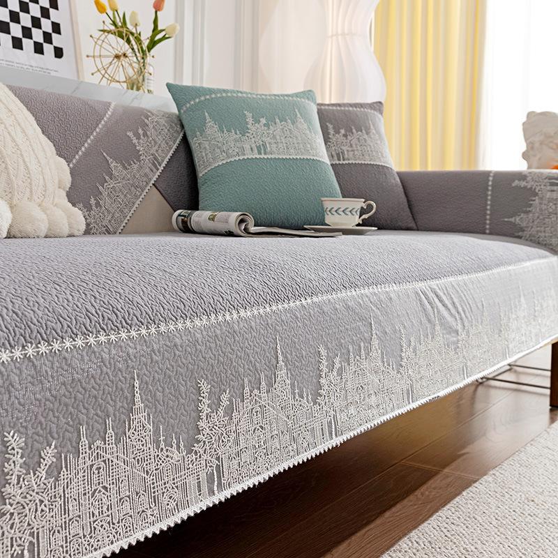 Nordisches Allbaumwoll-Formsofa-Kissen Ganzjahres-Universal Rutschfest Einfaches Baumwollstoff-Kissen Sofabezug