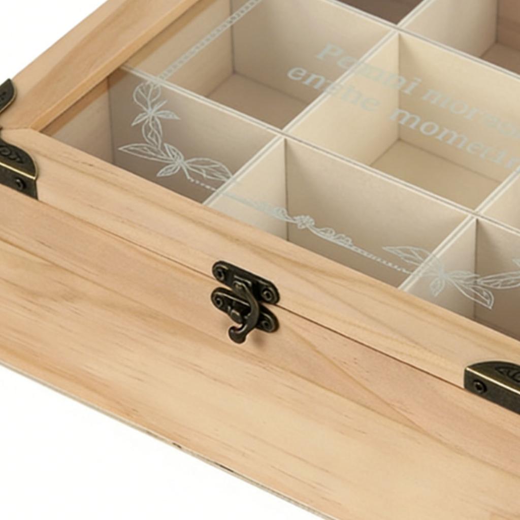Wooden Tea Bag Organizer Box 9 Compartments Storage Teabag Holder Container with Transparent Lid for Countertop Tea