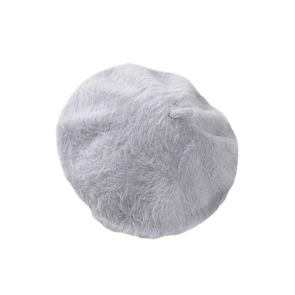 Soft Pumpkin Painter Cap Solid Color Plush Octagonal Cap Elegant Faux Mink Beret Autumn