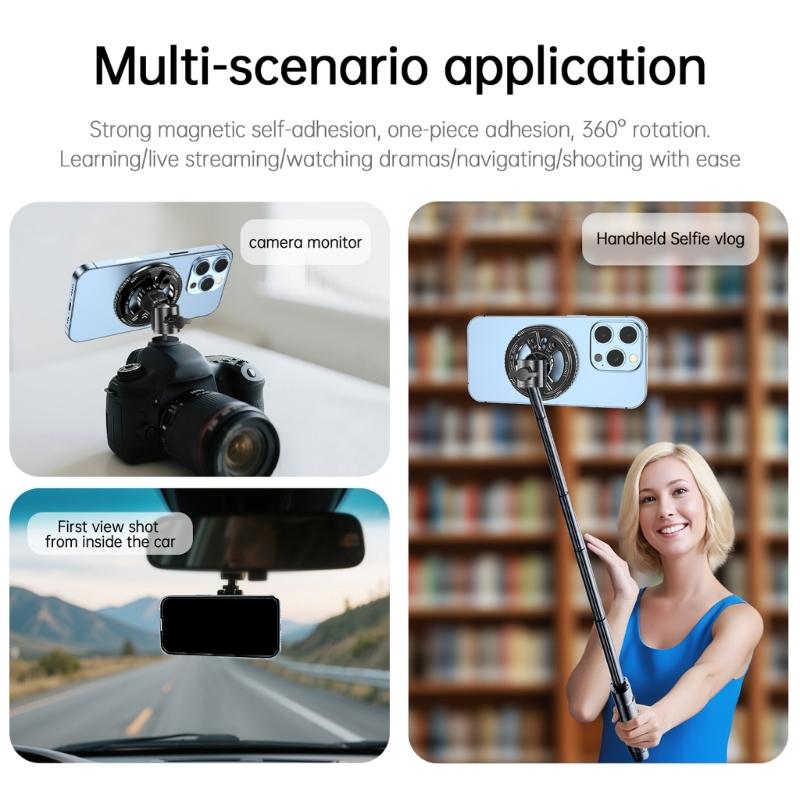 Universal Magnetic Phone Adapter With Cold Shoe Mount 1/4Inch Thread For Camera Tripod Bracket Aluminum Alloy Phone Holder