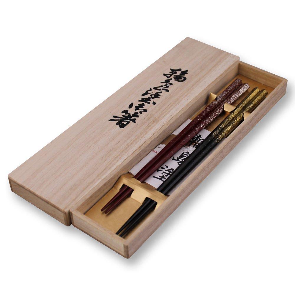 Ofuji Lacquerware Wajima Lacquerware Pentagonal Chopsticks for Black with Vermilion Couples, Finish, WA9-6