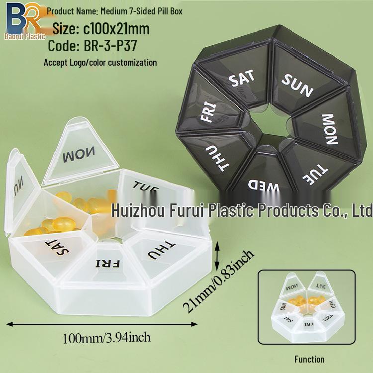 7-Day Round Petal Pill Box: Compact 7-Grid Medicine Organizer for Travel