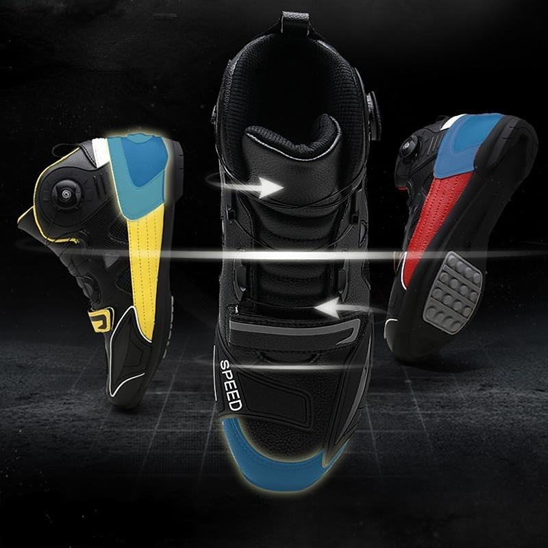 Hochwertige Unisex-High-Top-Motorradstiefel mit drehbarem Knopf, Motorrad-Reiten, Rennen, Offroad-Stiefel