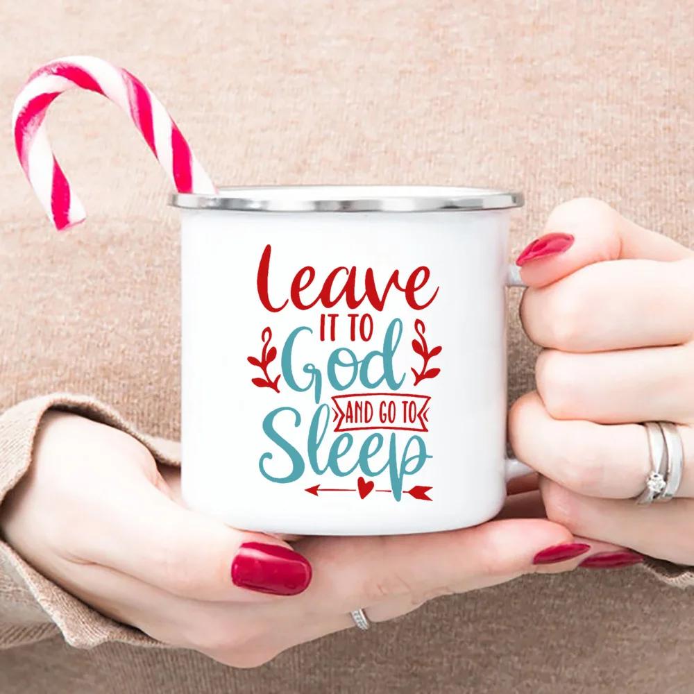 

Христианская вера Эмалированные кружки для кофе и чая Религиозные цитаты Модный христианский подарок для верующего Кружки для кемпинга Подарки для религиозной веры 360ml