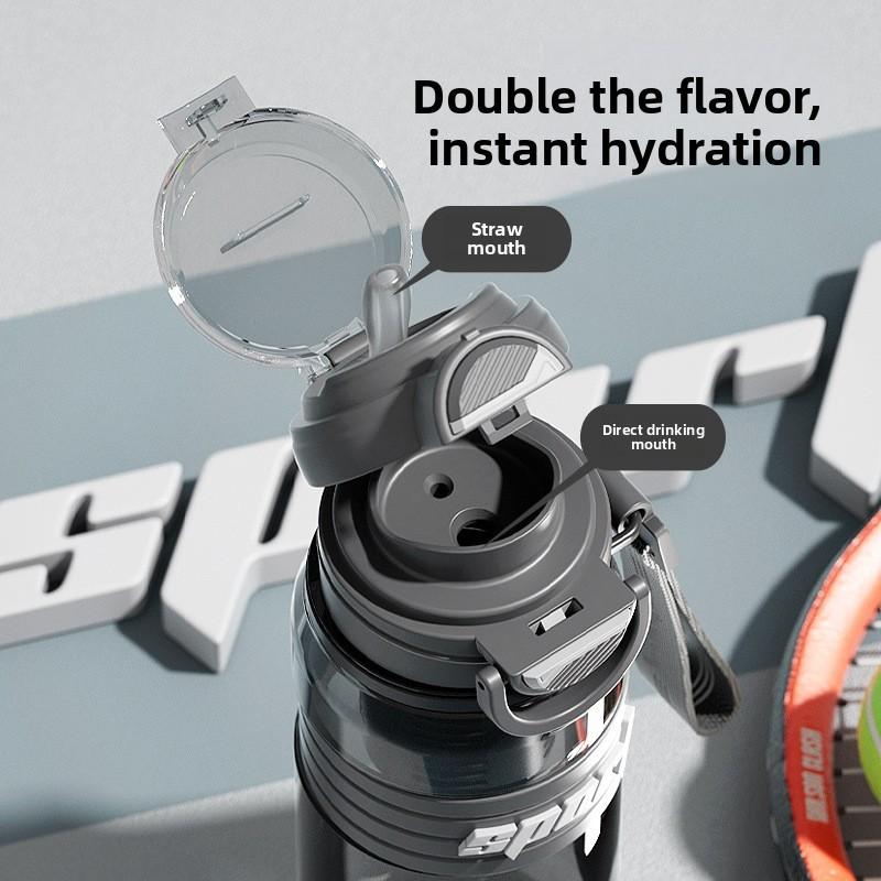 Youth Style Double Drink Water Container With Straw For Office And Outdoor Activities