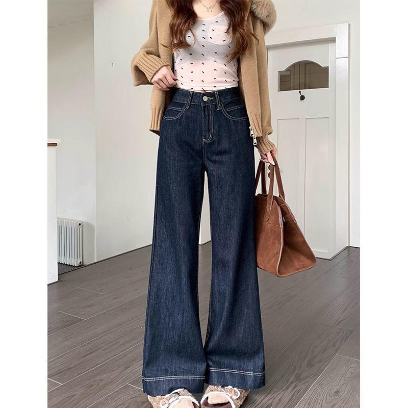 

Women s High Waist Micro Flare Denim Jeans - Summer 2026 Collection: Petite, Loose Fit, Wide Leg, Long Length in Blue XS