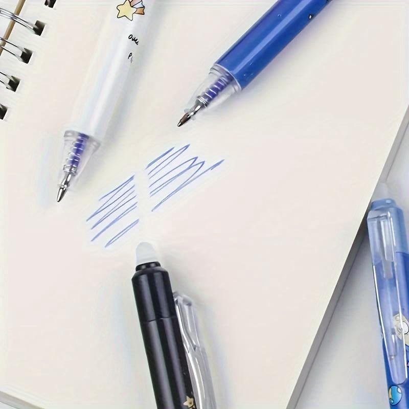 A Pack of 6 Erasable Pens, Press-Type Gel Pens In Astronaut Blue And Black, 0.5mm Friction Pens, for School Office Supplies, Back-To-School Gifts