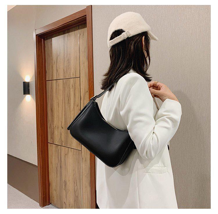Trendy DIY Solid Color Single Shoulder Retro PU Women's Bag