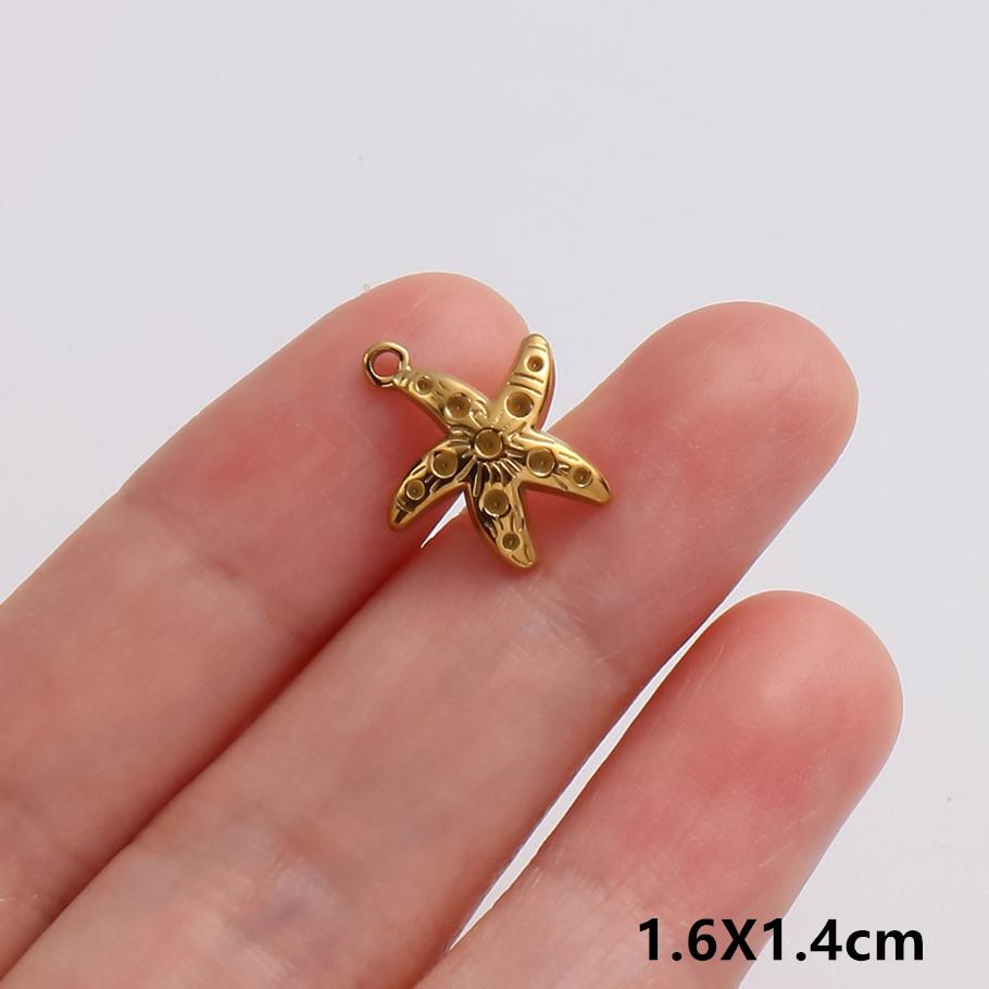 5pcs/Lot Gold Color Exquisite Sea Animal Charm Shell Tortoise Stainless Steel Pendants For Jewelry Making Supplies Beach Pendant