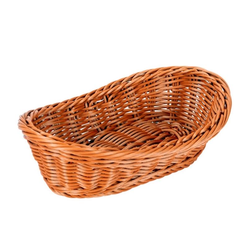 Imitation Rattan Woven Bread Basket Wicker Fruit Baskets for Food Serving Display Vegetables Home Kitchen Restaurant