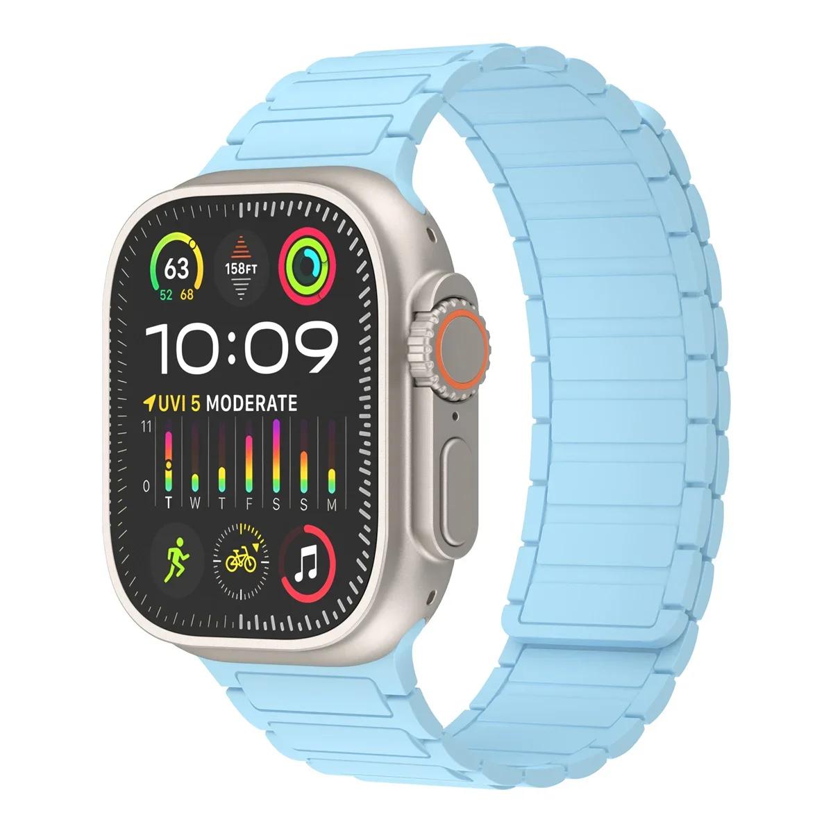 

НОВЫЙ Магнитный Ремешок для Apple Watch Band 45мм 44 40мм 46 41мм 42мм 38 Силиконовый Браслет iWatch Серии 11 10 9 8 se3/ultra 3 2 1 41 40 38mm