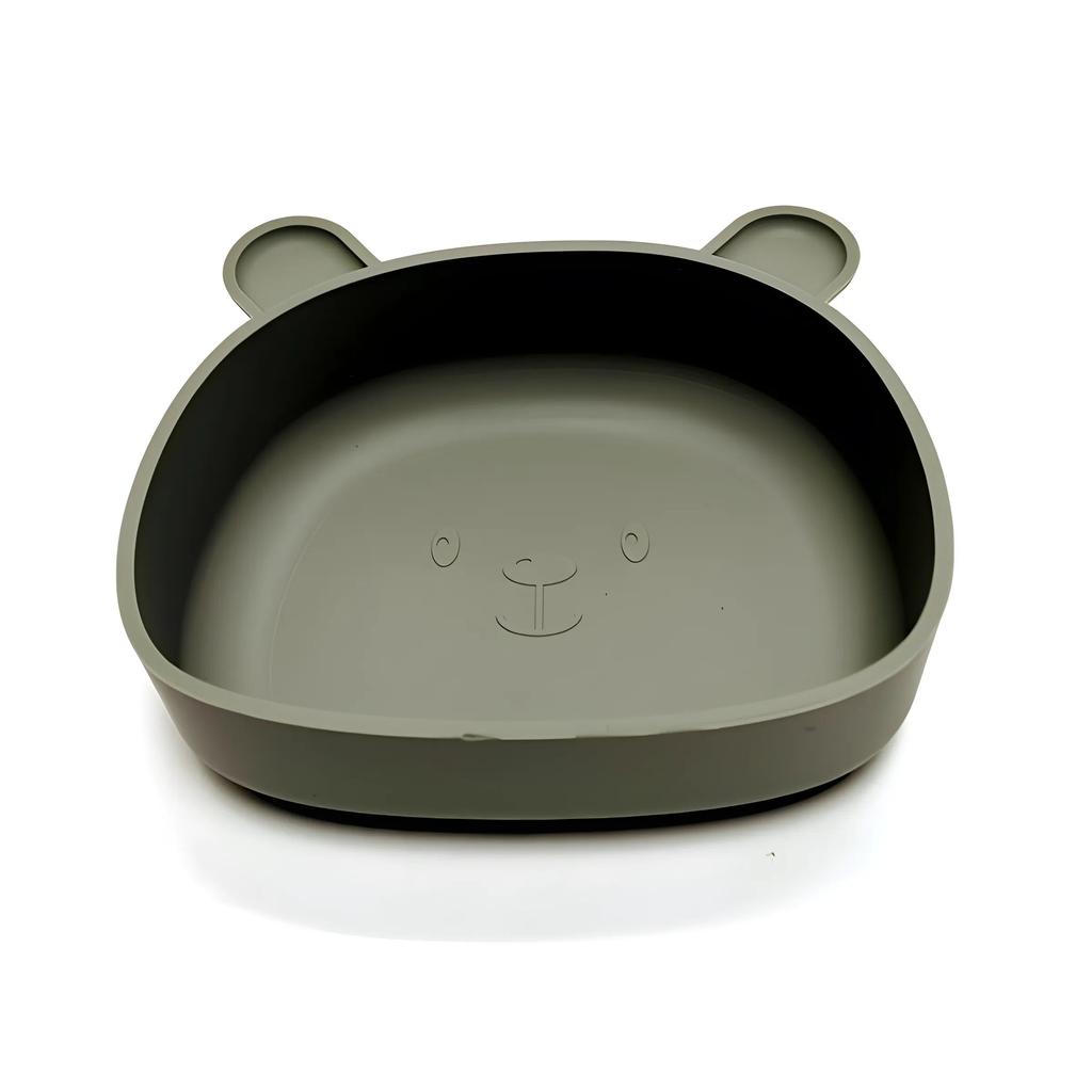 Non-Toxic Children'S Silicone Dinner Plate Baby Auxiliary Bowl Suction Cup Bear Cartoon Dinner Plate Fall-Proof Anti-Scald Tableware