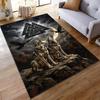 "Nordic Wolves Moon Ravens Valknut Symbol Rug for Living Room Decor" Suitable for Use As an Anti-slip for Living Room Bedroom Sofas