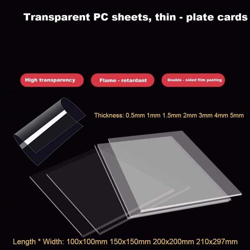 PC Transparent Board, Polycarbonate Board, Transparent Sheet, Plastic Board Processing, 0.5 1 2 3 4 5mm 4pcs 100x100x0.5