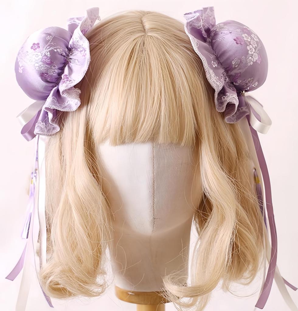 Китайская сеточка для волос с хлопковым наполнителем для китайской лолиты, косплея на Хэллоуин [kuroobaa] стиль, (Светло-фиолетовый)