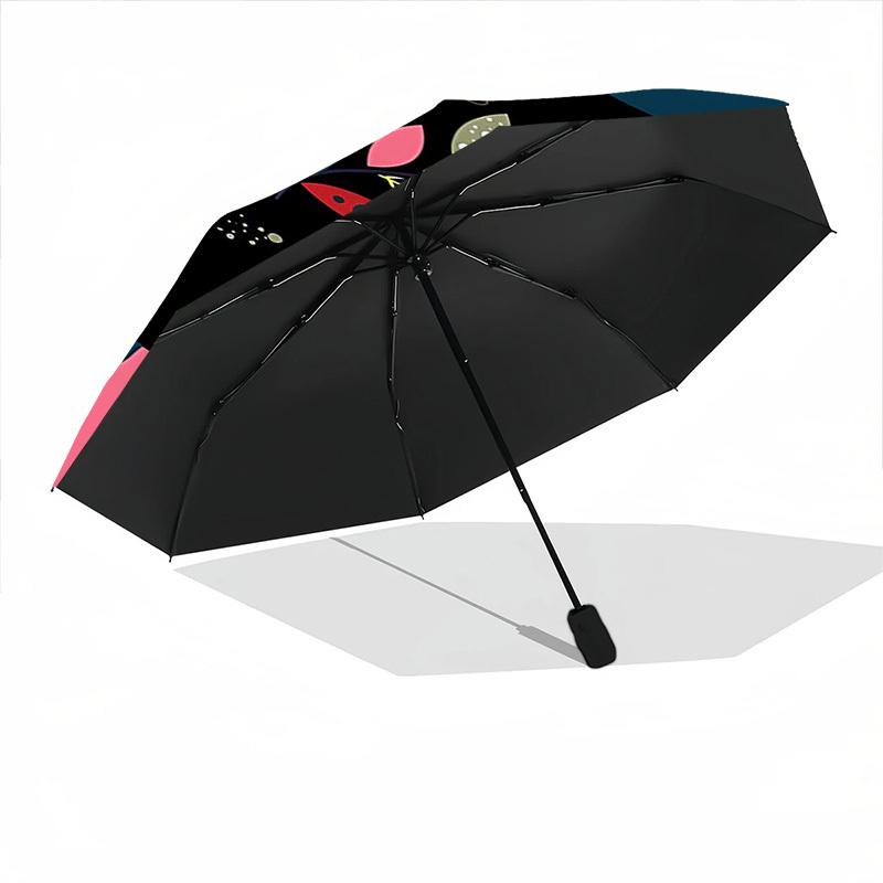 1pc Cats Flowers Automatic Folding Umbrella, 8-Rib Durable Iron Frame, Compact Travel Umbrella for Women & Men 054