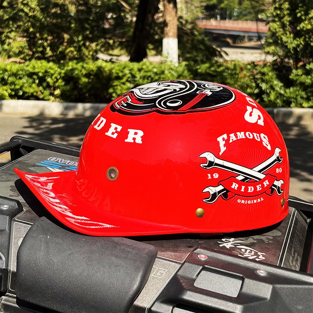 Retro Half Covered Helmet Men's Riding Portable Outdoor Helmet Vintage Graffiti Bicycle Cross-country Accessories