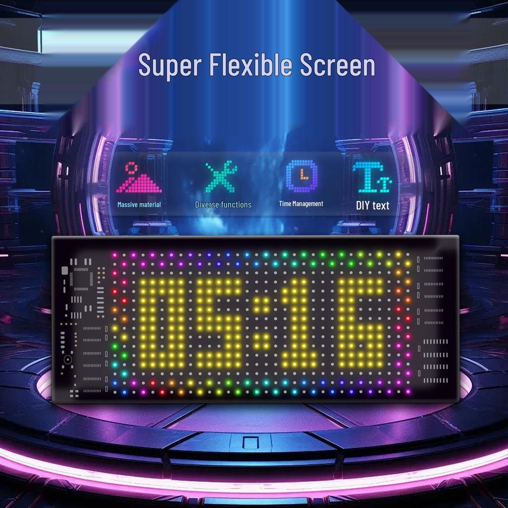 Bluetooth LED Display Cap: 16x32 Flexible Full-Color Scrolling Screen with Subtitle Feature
