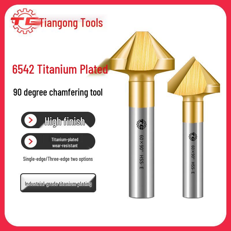 Tiangong 6542 Cobalt-Plated Titanium 90-Degree Single-edged Chamfering Countersink Drill