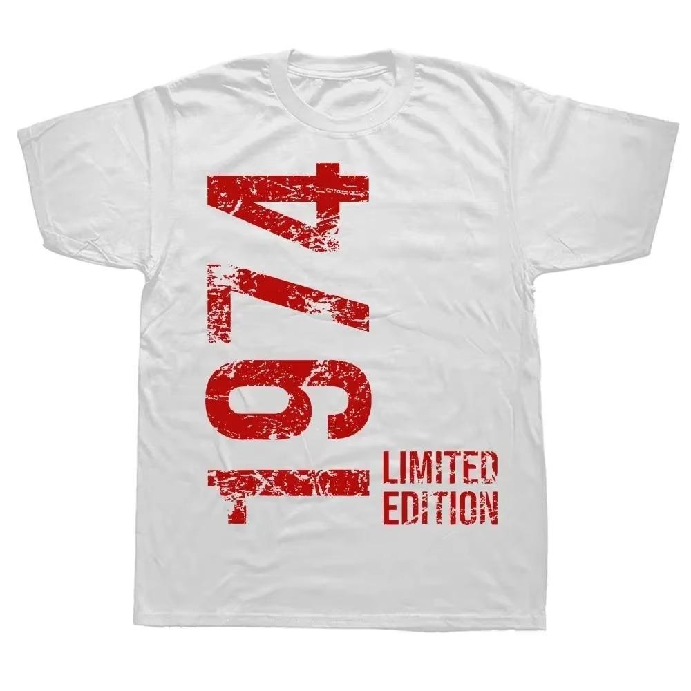 

Футболки на годовщину дня рождения для мужчин и женщин, 1974, 50-летие, ограниченный тираж, винтажная хлопковая футболка, подарочные футболки с коротким рукавом S