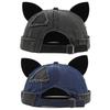 Cute Cat Ears Brimless Hat Hip Hop Beanie Hat Retro Style Melon Docker Cap  Outdoor