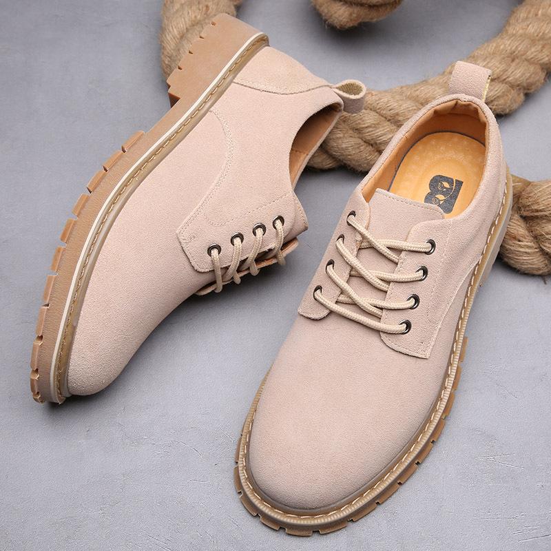 Autumn and Winter Leather Shoes Men's Versatile Casual Shoes Trendy British Tooling Shoes Beef Tendon Big Head Suede Men's Shoes