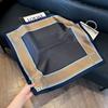 Silk scarf women's spring and autumn decoration versatile ins simple style striped square scarf streamer simulation silk fashion scarf scarf scarf