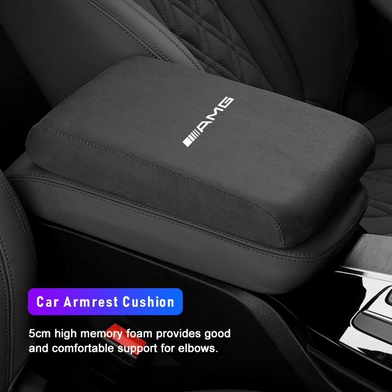 AABCS1 Memory Foam Car Armrest Cushion 5CM Thick Arm Rest Pad For Mercedes Benz AMG GLE GLS CLA CLE GLC CLS GLA W223 Tire Valve Cap