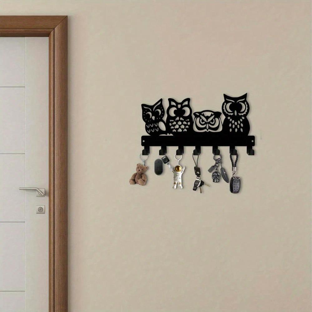 Owl Shaped Key Holder Wall Hook, 24.9cm Metal Coat Hat Hook for Hallway Office Kitchen Bathroom Indoor Decor