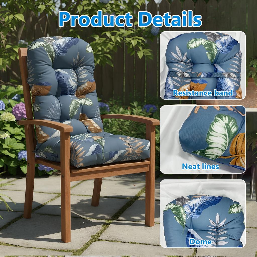 Cuscino per Sedia a Dondolo Adirondack, Spesso 44x20x4 Pollici, Cuscino Alto per Sedia da Patio, Cuscino Impermeabile per Seduta di Mobili da Esterno con Lacci
