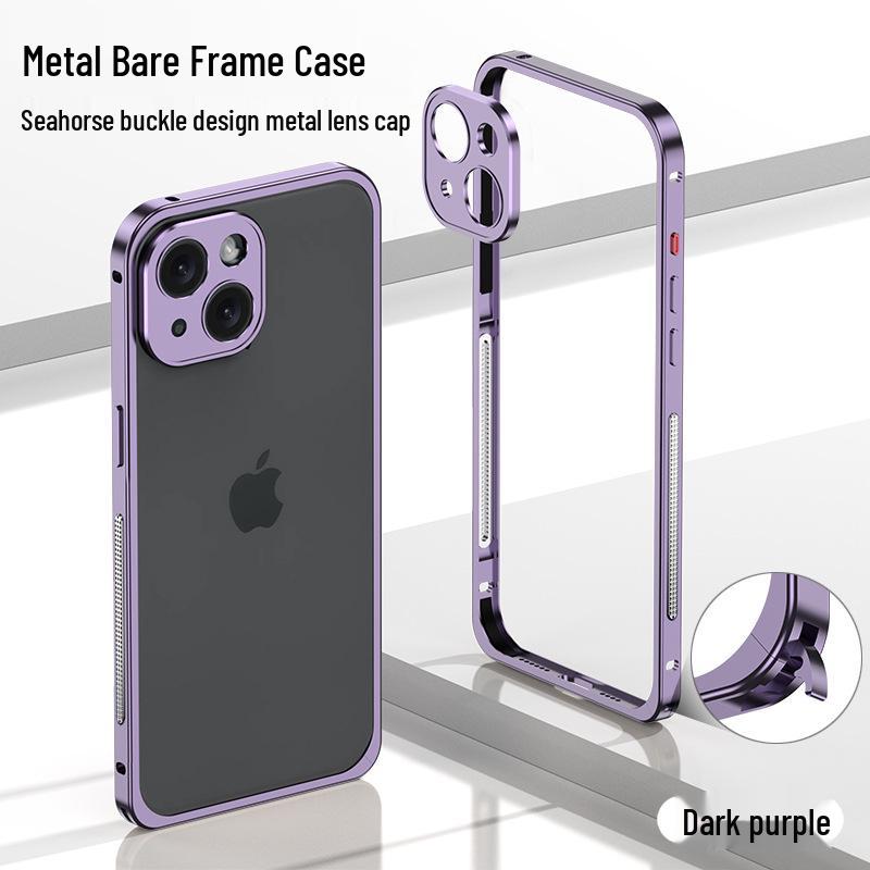 

Cross-border iPhone 15 Metal Seahorse Buckle Heat Dissipation Protective Case Anti-fall. iPhone 15