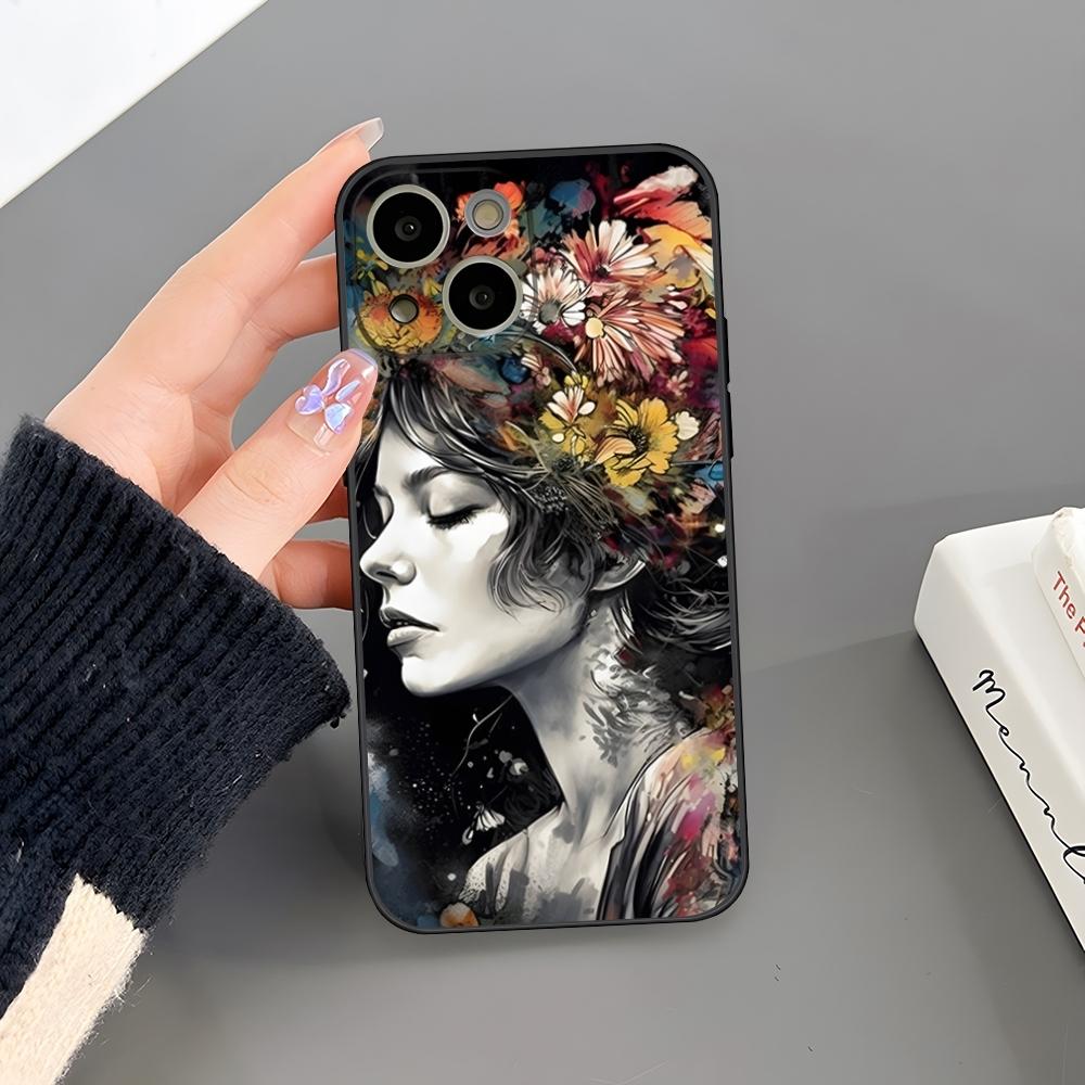 Abstract Flowers Girl Art Phone Case For Iphone 17 Air 15 Pro Max 14 Pro 16 Plus 12 13 11 Xr X Xs 8 7 Plus Back Cover