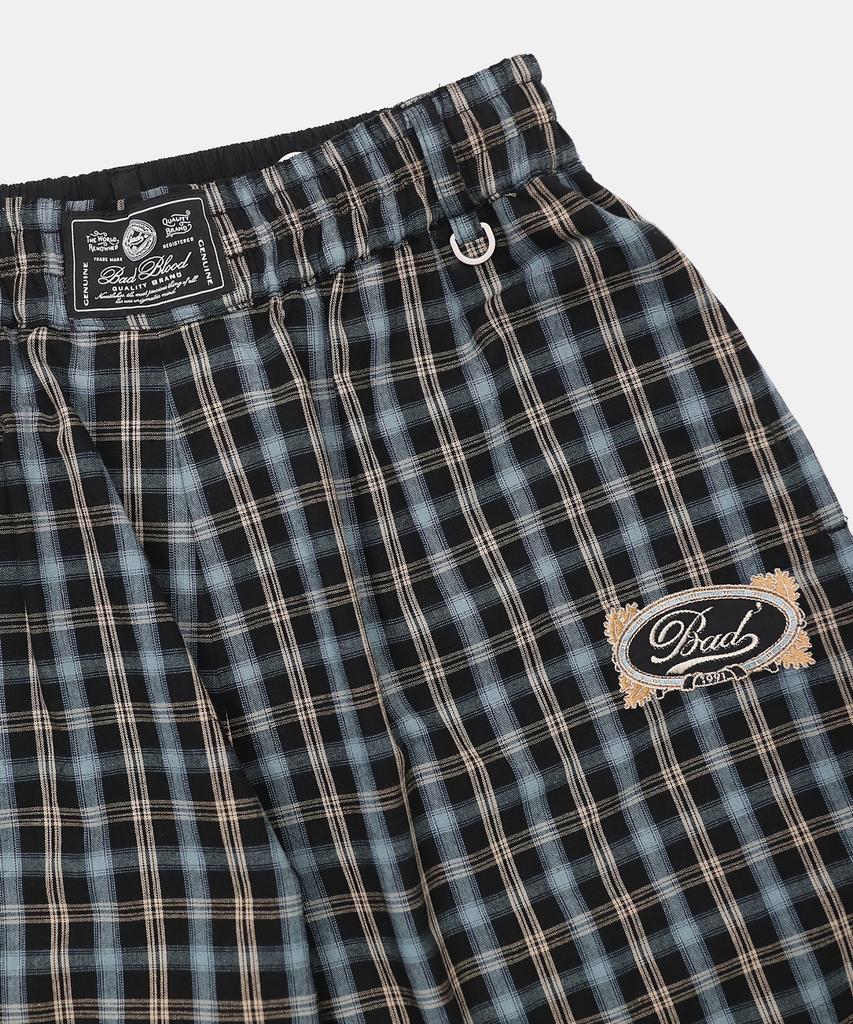 BADBLOOD Vintage Club Nylon Reversible Track Pants - Check Blue