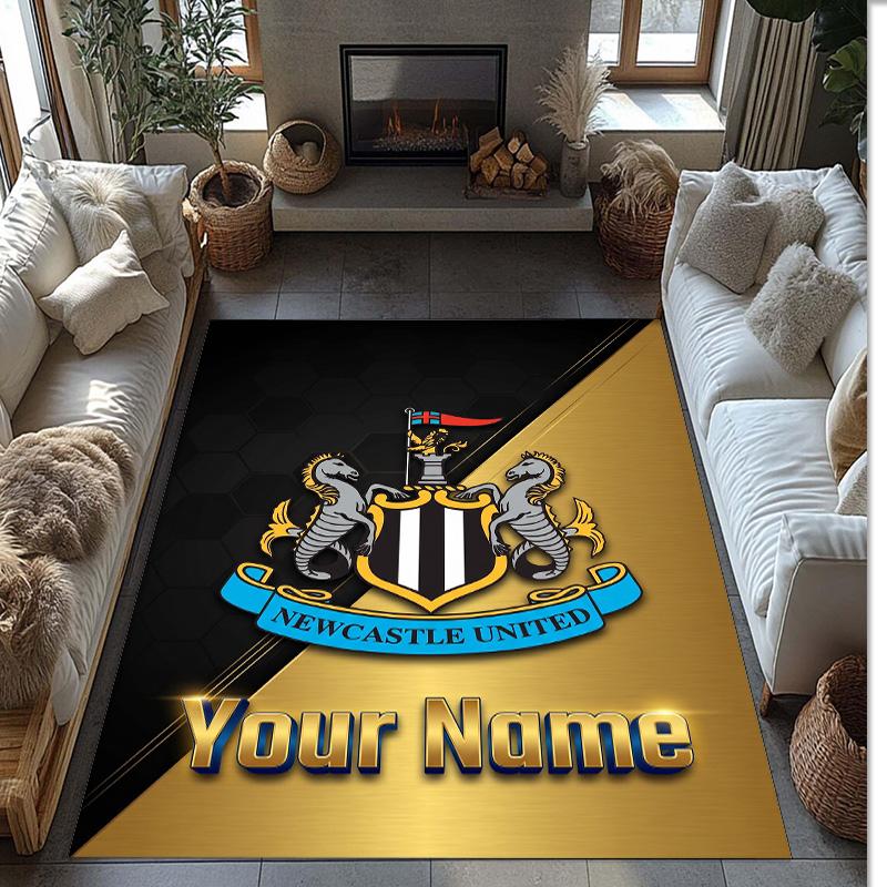 Newcastle United FC Printed Crystal Velvet Rug Non‑Slip Crystal Velvet Carpet For Sofa Bedroom Indoor Home Decoration