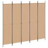 5 Piece Room Divider Beige 250 X 220 Cm Fabric