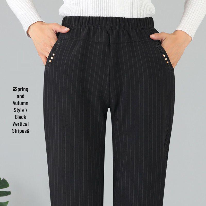 Women's High Waist Elastic Velvet Pants - Loose Straight Leg for Autumn/Winter