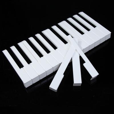 52pcs Piano Keytops Kit White ABS Plastic Piano Repair Key Set with Fronts Professional Replacement Keyboard Instrument Parts