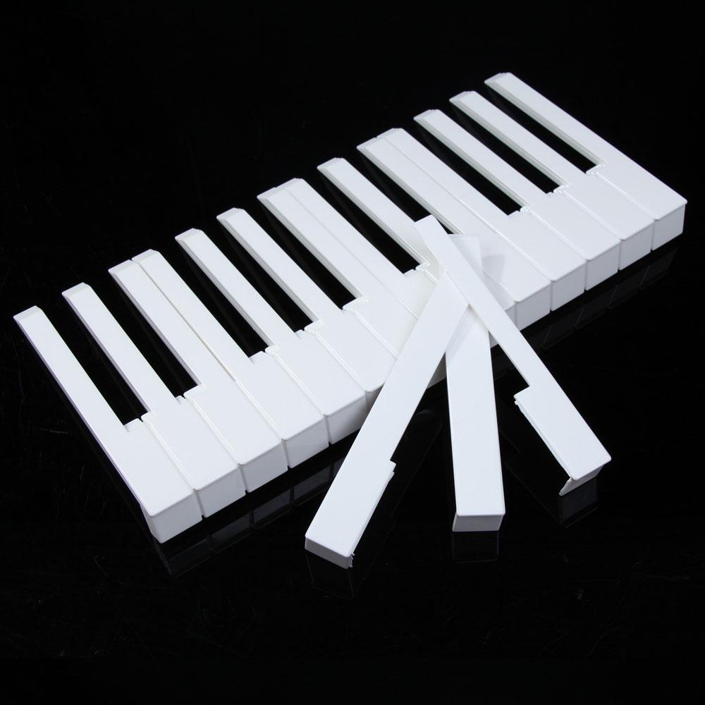 

52pcs Piano Keytops Kit White ABS Plastic Piano Repair Key Set with Fronts Professional Replacement Keyboard Instrument Parts