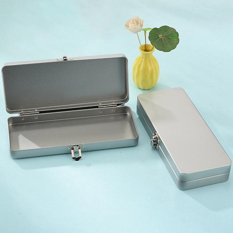 Durable Flip Top Rectangular Organizer Classic Metal Storage Box With Lid For Cosmetics Stationery Office Supplies Display Case